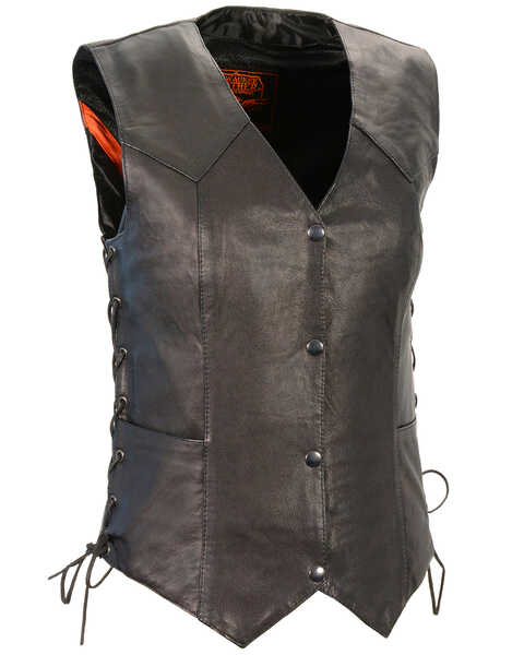 Image #1 - Milwaukee Leather Women's Lightweight Side Lace Concealed Carry Vest - 5X, Black, hi-res