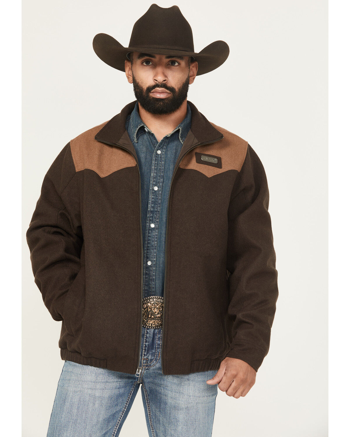 Image #1 - Cinch Men's Wooly Zip-Up Jacket, Brown, hi-res