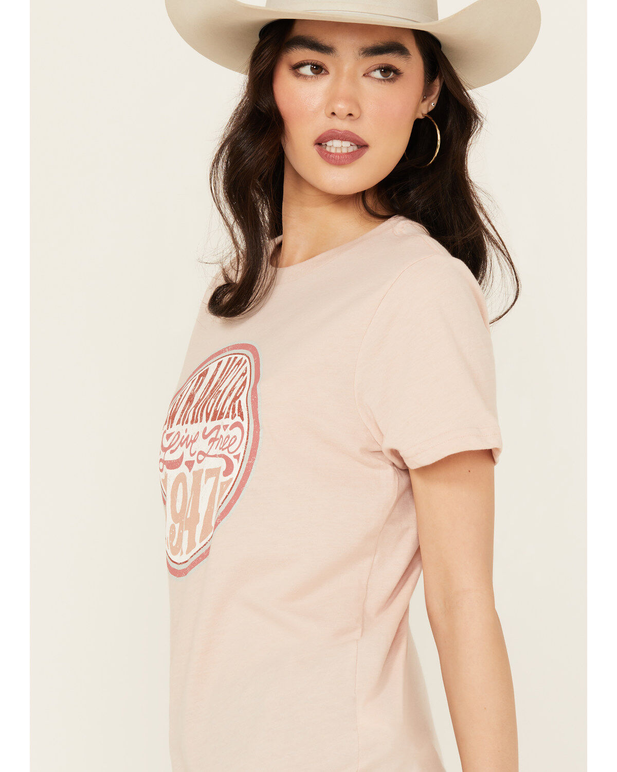Image #2 - Wrangler Women's Live Free Short Sleeve Graphic Tee, Peach, hi-res
