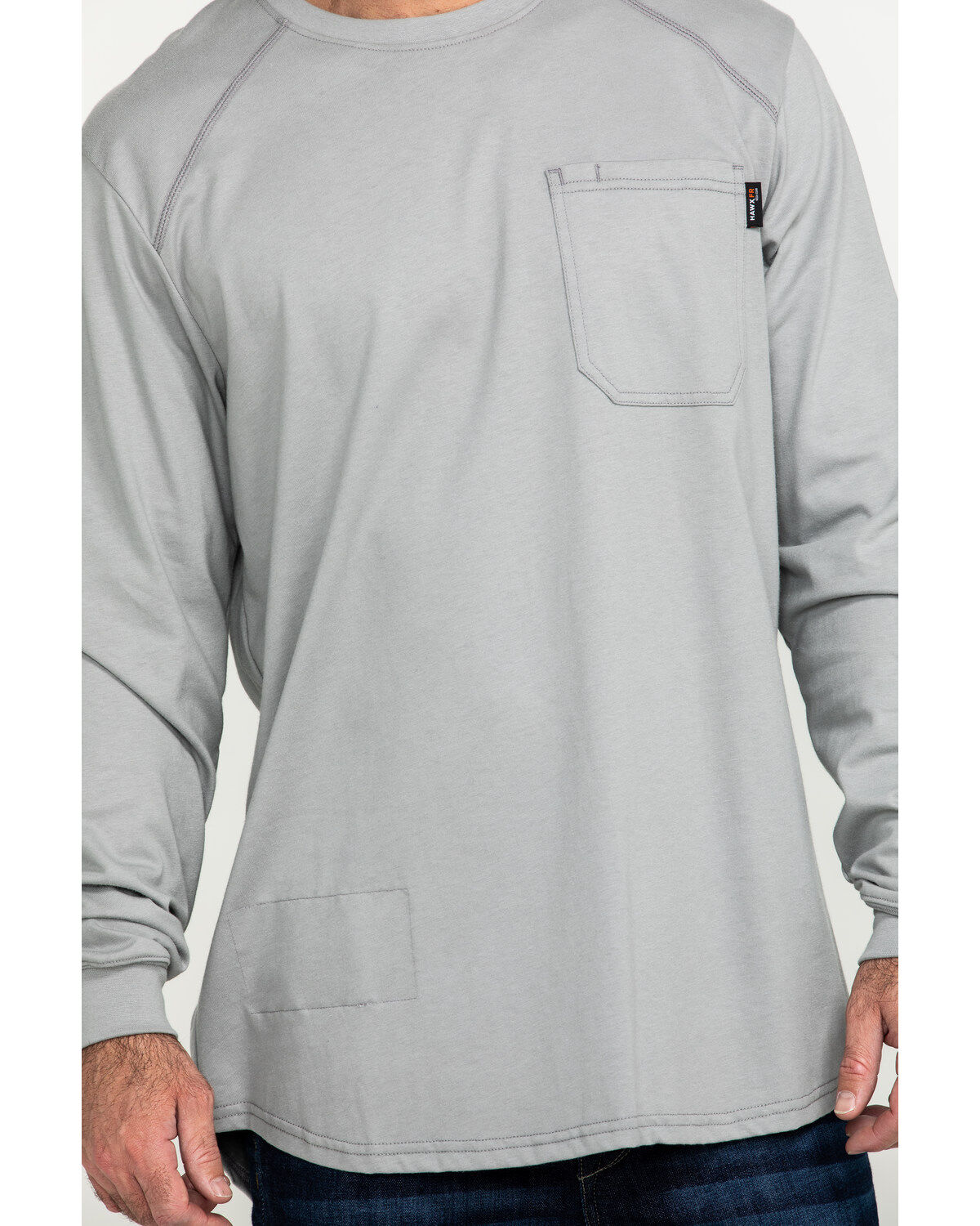 Image #4 - Hawx Men's FR Pocket Long Sleeve Work T-Shirt - Big, Silver, hi-res