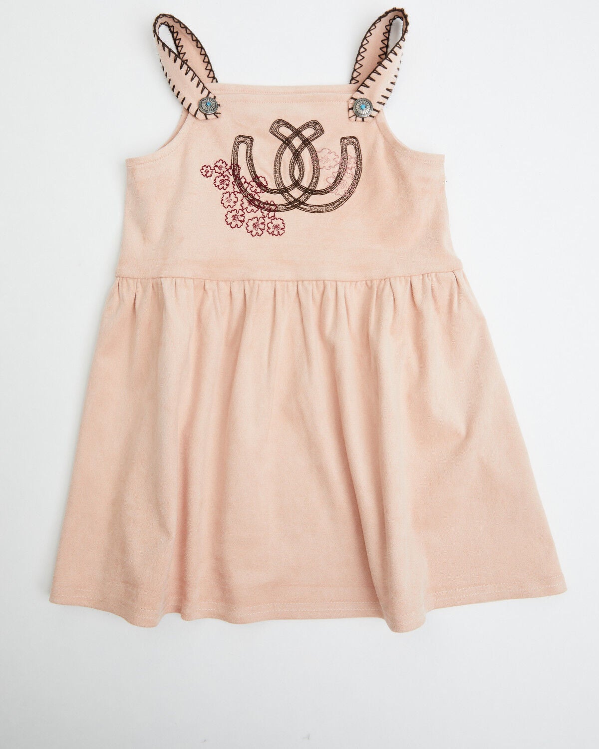 Image #1 - Shyanne Toddler Girls' Embroidered Faux Suede Sleeveless Dress, Blush, hi-res