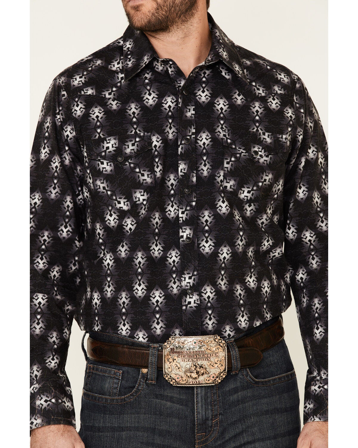 Image #3 - Rock & Roll Denim Men's Southwestern Print Long Sleeve Western Shirt, , hi-res