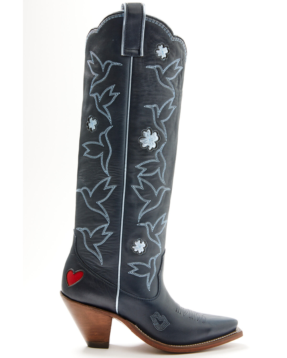 Image #2 - Besita Boots Women's The Honey Bird Embroidered Tall Western Boots - Snip Toe, Navy, hi-res