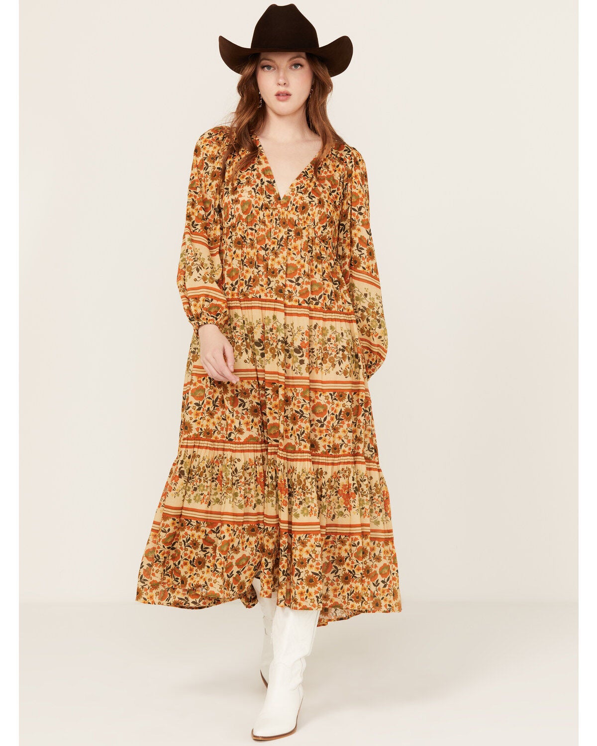 Spell Women's Impala Floral Midi Dress, Gold, hi-res