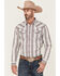 Image #1 - Moonshine Spirit Men's Stripe Plaid Long Sleeve Snap Western Shirt, White, hi-res