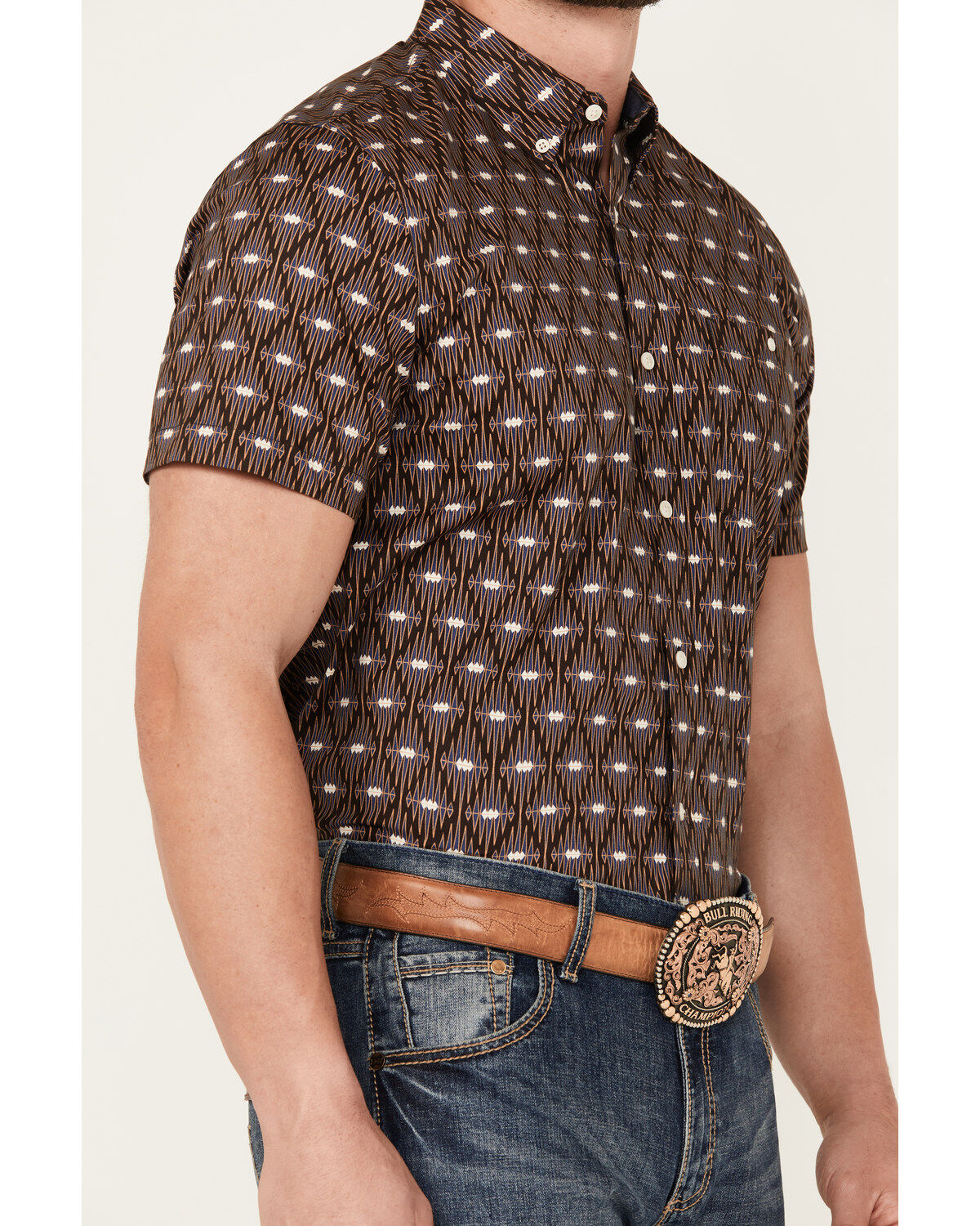 Product Name:  RANK 45® Men's Asscher Geo Print Short Sleeve Button-Down Western Shirt