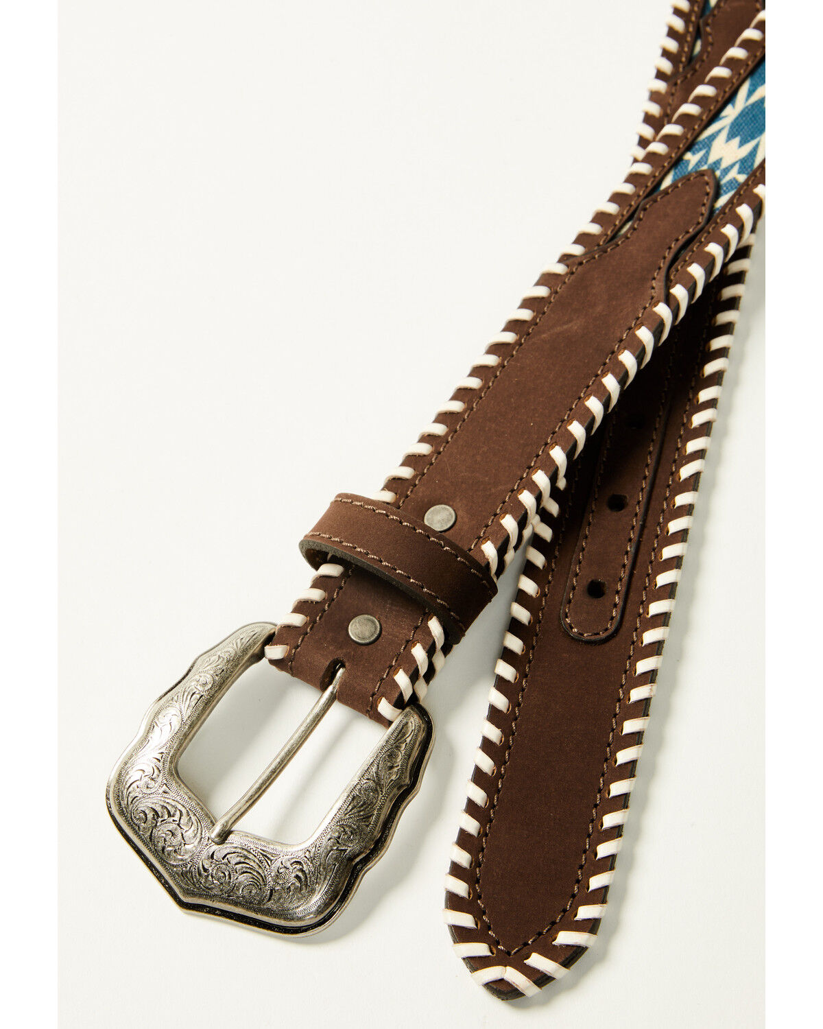 Image #2 - RANK 45® Men's Dallas Southwestern Print Inlay Belt, Brown, hi-res
