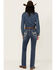 Image #1 - Hooey by Rock & Roll Denim Women's Medium Wash High Rise Southwestern Print Stretch Bootcut Jeans, Medium Wash, hi-res