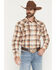 Image #1 - Cody James Men's Bravo Plaid Print Long Sleeve Snap Flannel Shirt - Tall, Tan, hi-res