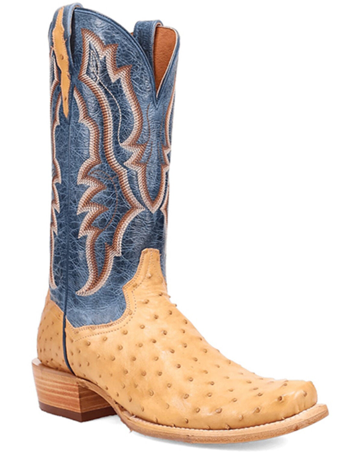 Dan Post Men's Brady Exotic Full-Quill Ostrich Tall Western Boots - Broad Square Toe, Tan, hi-res