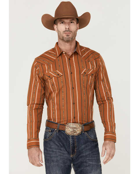 Cody James Men's Smokehouse Southwestern Stripe Long Sleeve Snap Western Shirt , Medium Brown, hi-res