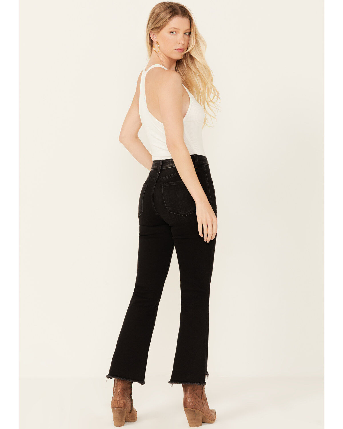 Image #3 - Flying Monkey Women's High Rise Cropped Ankle Stretch Flare Jeans, Black, hi-res