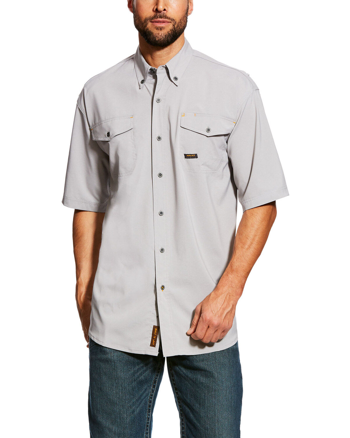 Image #1 - Ariat Men's Alloy Rebar Made Tough Vent Short Sleeve Work Shirt, , hi-res
