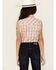 Image #4 - Cumberland Outfitters Girls' Plaid Print Sleeveless Pearl Snap Western Shirt, Peach, hi-res