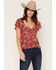 Image #1 - Originality Women's Boot Barn Exclusive Floral Embroidered Tiered Tie Back Top, Rose, hi-res