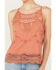 Beyond The Radar Women's Crochet Trim Tank, Rust Copper, hi-res