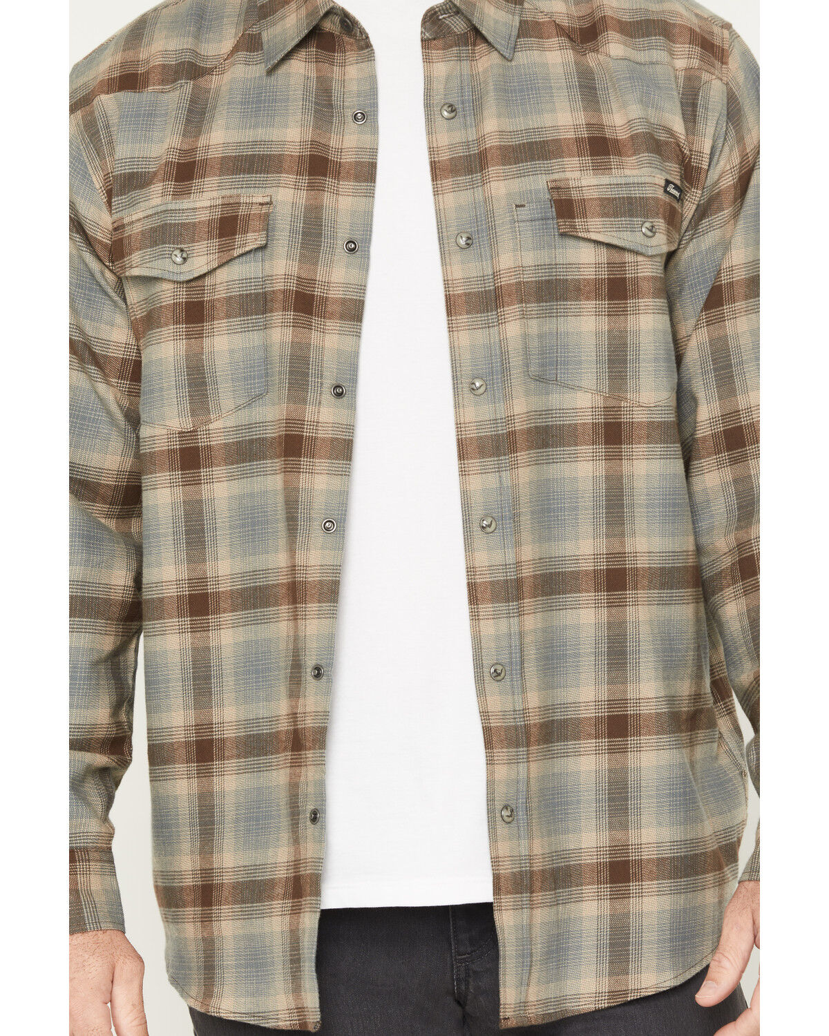 Image #3 - Thorogood Men's Plaid Print Long Sleeve Snap Flannel Shirt, Grey, hi-res