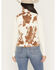 Image #4 - Shyanne Women's Jean Cow Print Sherpa Zip-Up Vest, Coffee, hi-res