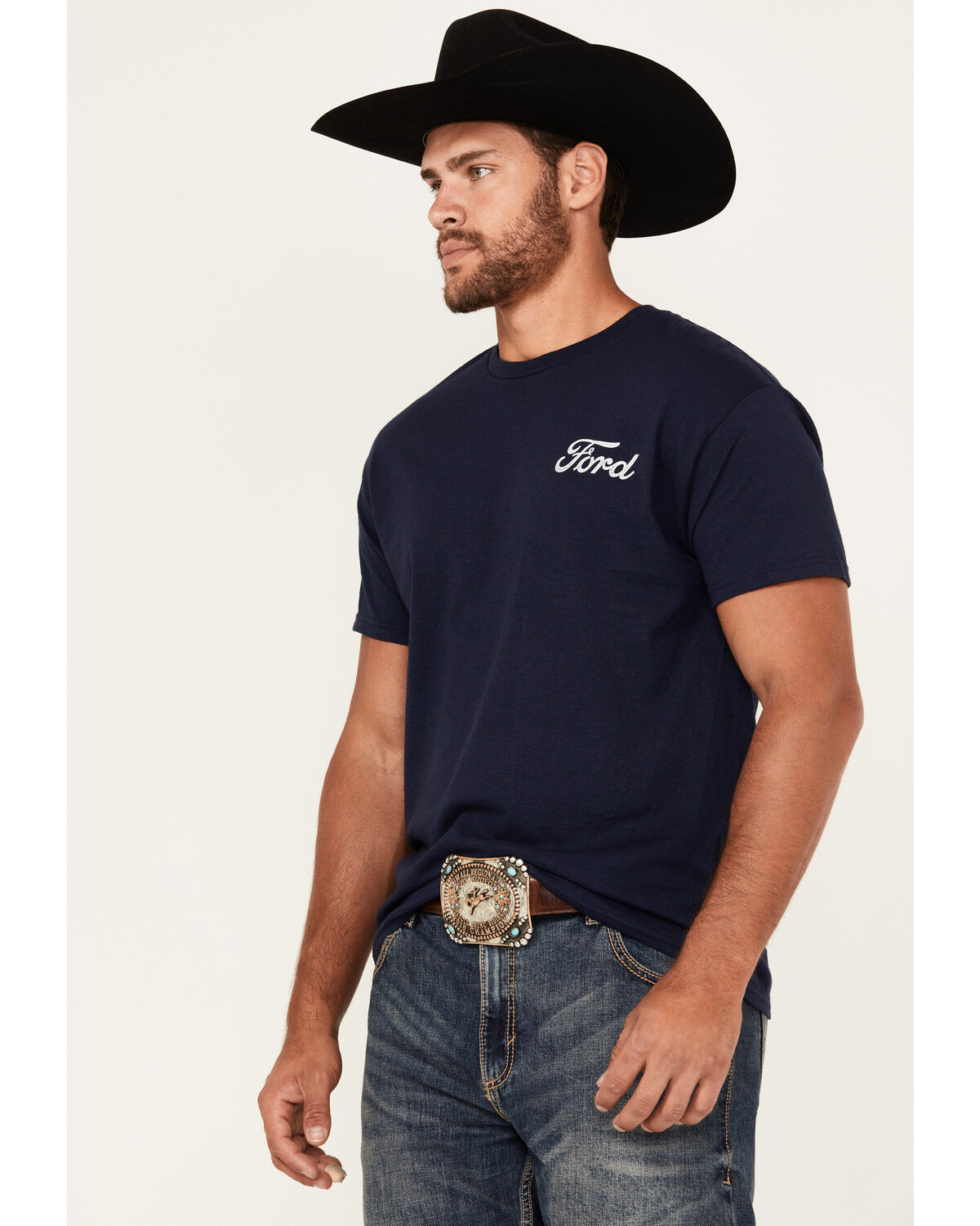 Image #4 - Buckwear Men's Ford Freedom Truck Short Sleeve Graphic T-Shirt, Navy, hi-res