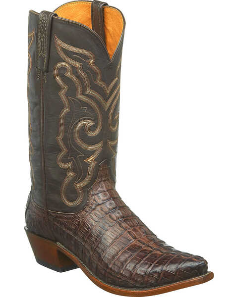 Image #1 - Lucchese Handmade Men's Brown Hornback Caiman Leather Cowboy Boots - Snip Toe, , hi-res