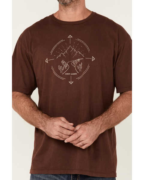 Cody James Men's Desert Compass Graphic Short Sleeve T-Shirt , Burgundy, hi-res