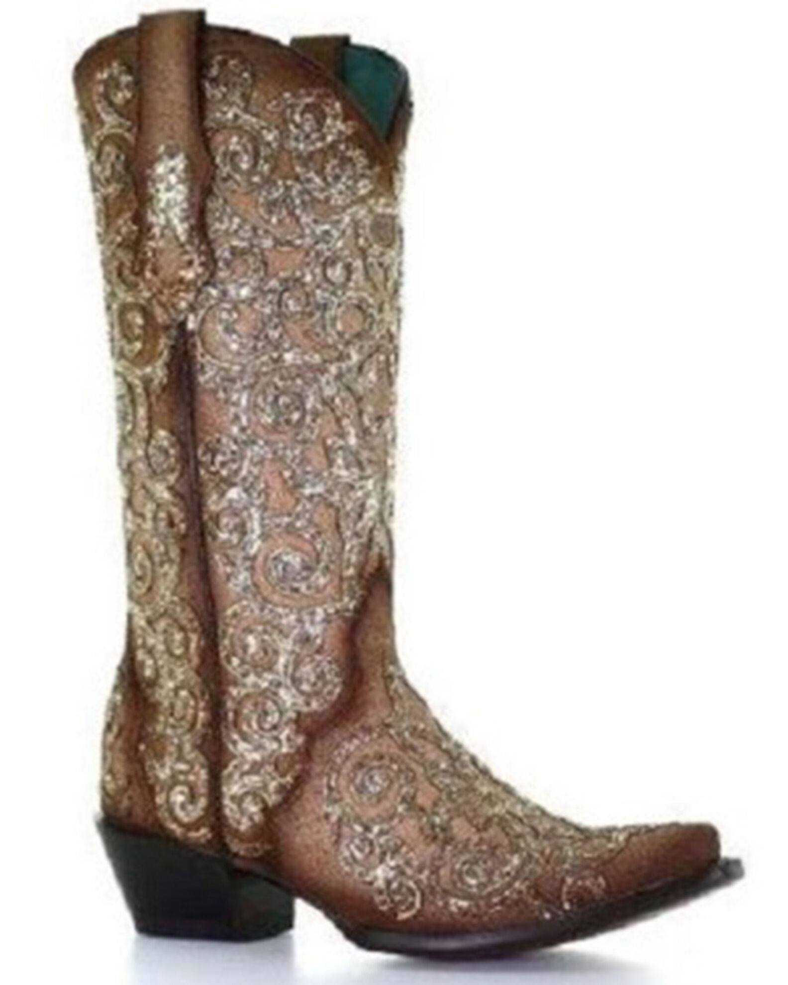 Corral Women s Bone Lamb Glitter Overlay Embroidery Western