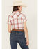 Image #4 - Shyanne Women's Plaid Print Short Sleeve Button-Down Western Shirt, White, hi-res