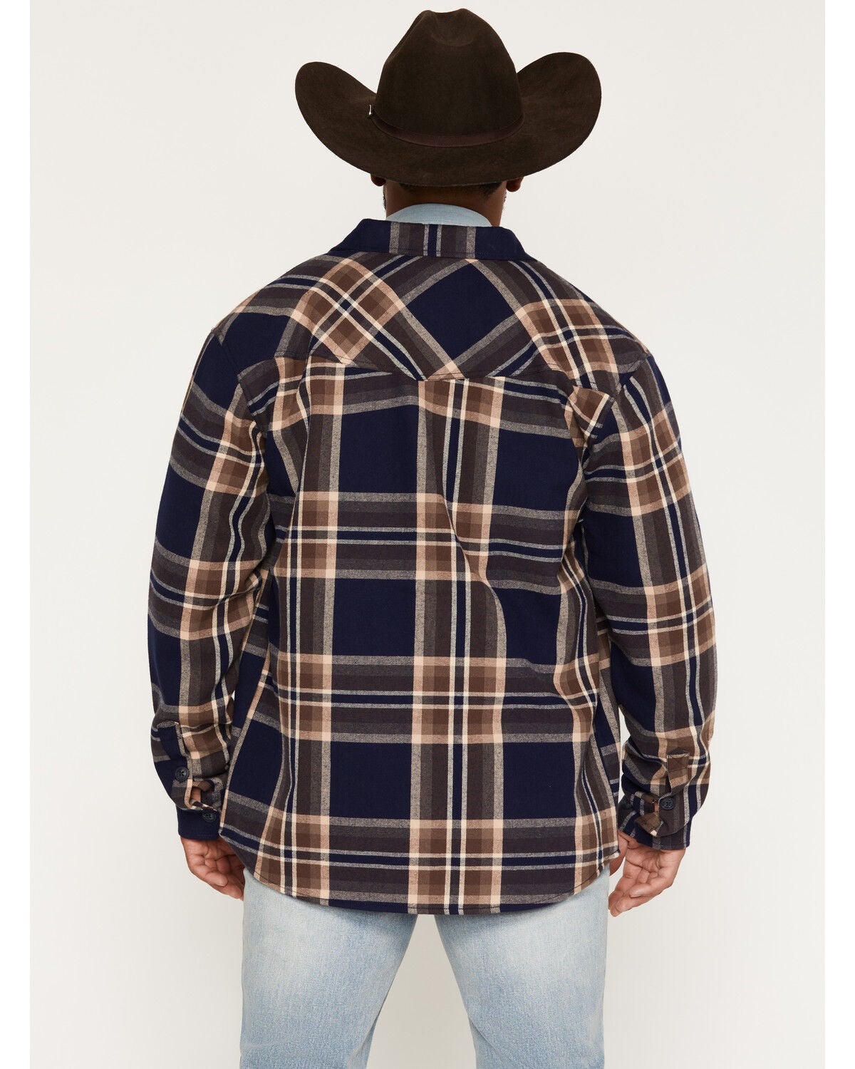 Image #4 - Cody James Men's Trailhead Plaid Print Flannel Fleece Lined Shirt Jacket, Navy, hi-res