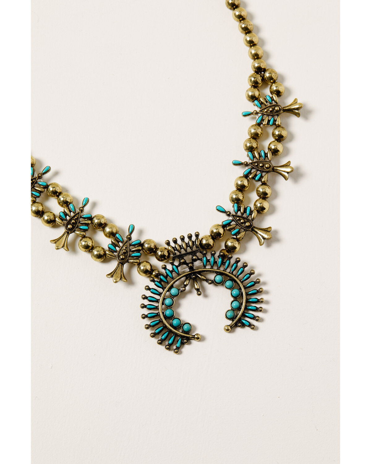 Image #1 - Shyanne Women's Golden Dreamcatcher Squash Blossom Bib Necklace, Gold, hi-res