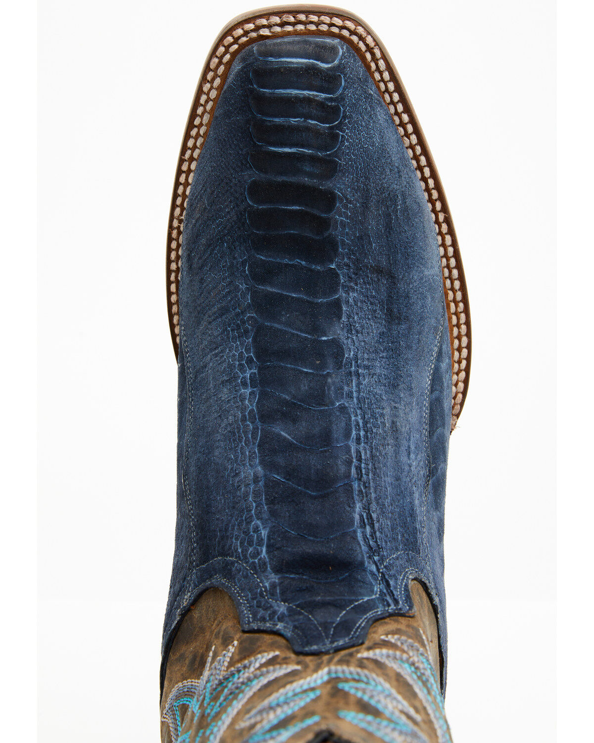 Image #6 - Dan Post Men's 11" Exotic Ostrich Leg Western Boots - Square Toe, Blue, hi-res
