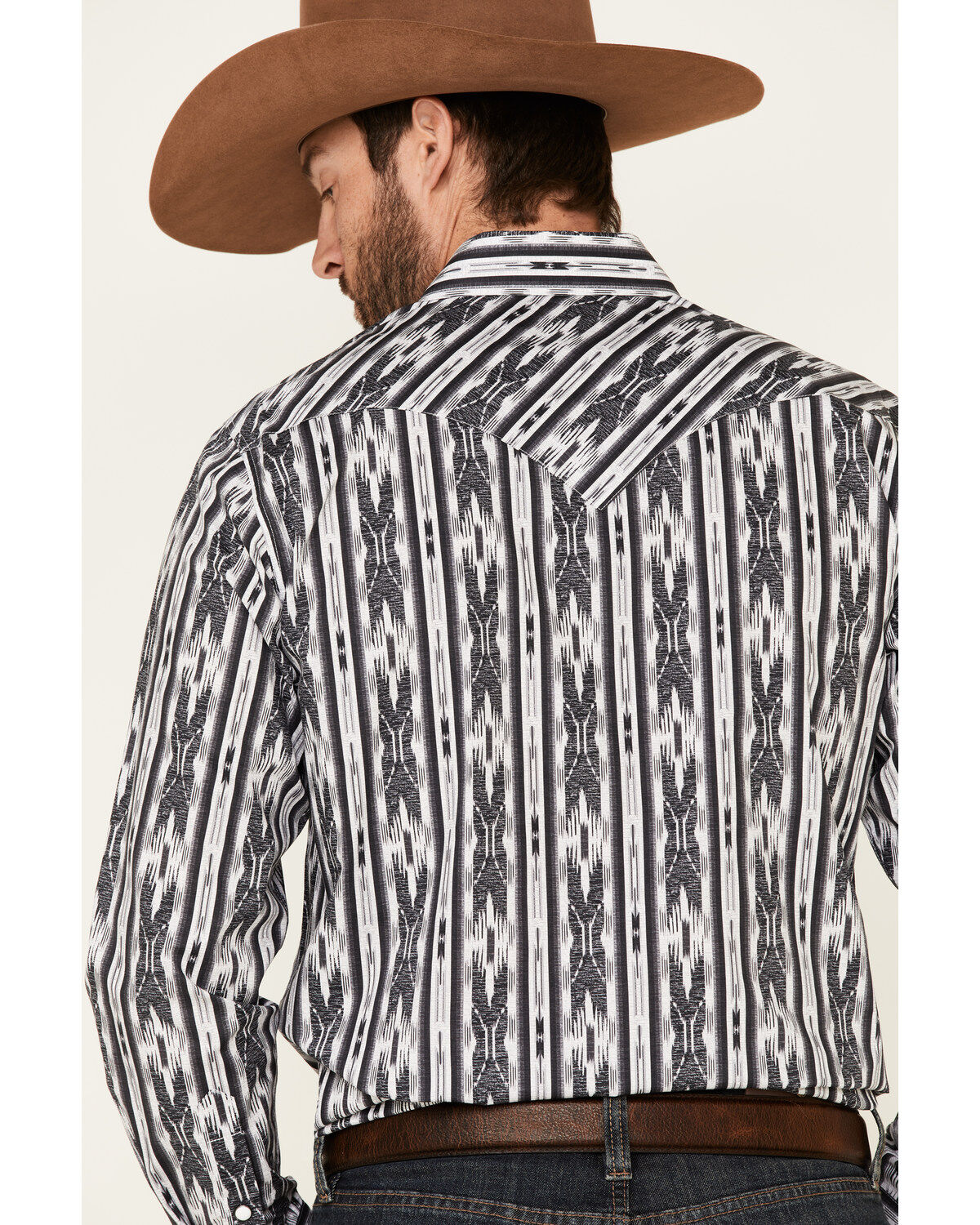 Image #5 - Rock & Roll Denim Men's Southwestern Striped Long Sleeve Snap Western Shirt, Black, hi-res