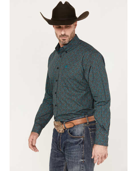Image #2 - Cinch Men's Floral Print Button Down Long Sleeve Western Shirt, Black, hi-res
