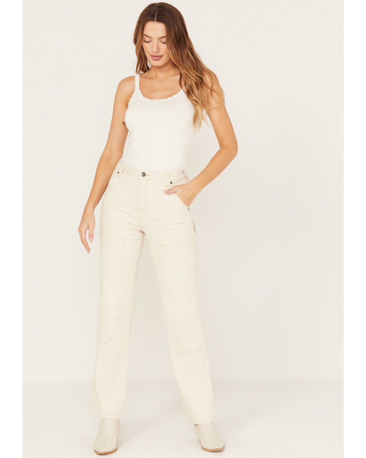 Cleo + Wolf Women's High Rise Relaxed Straight Jeans, Natural, hi-res