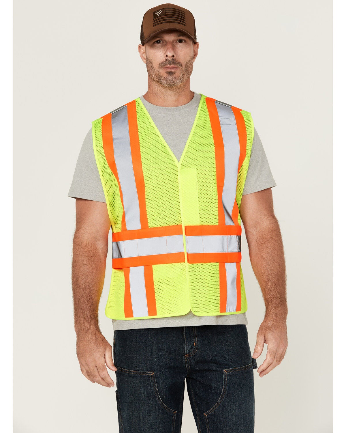 Hawx Men's 2-Tone Mesh Work Vest, Yellow, hi-res