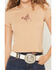 Image #3 - Originality Women's Horse Short Sleeve Baby Tee, Tan, hi-res