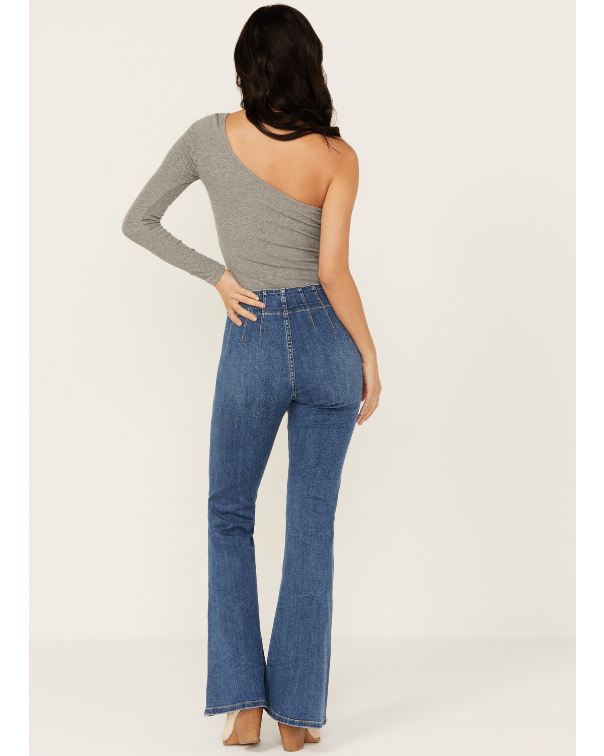 Image #3 - Sneak Peek Women's Dark Wash Pull-On Stretch Flare Jeans, , hi-res