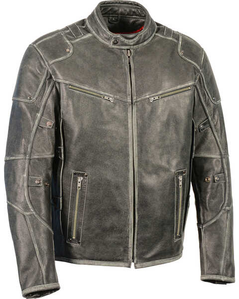 Image #1 - Milwaukee Leather Men's Vintage Distressed Triple Vented Jacket - 3X, Grey, hi-res