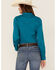 Image #4 - RANK 45® Women's Vented Performance Outdoor Long Sleeve Snap Western Shirt, Teal, hi-res