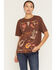 Image #1 - Shyanne Women's Western Embroidered Short Sleeve Graphic Tee, Chocolate, hi-res