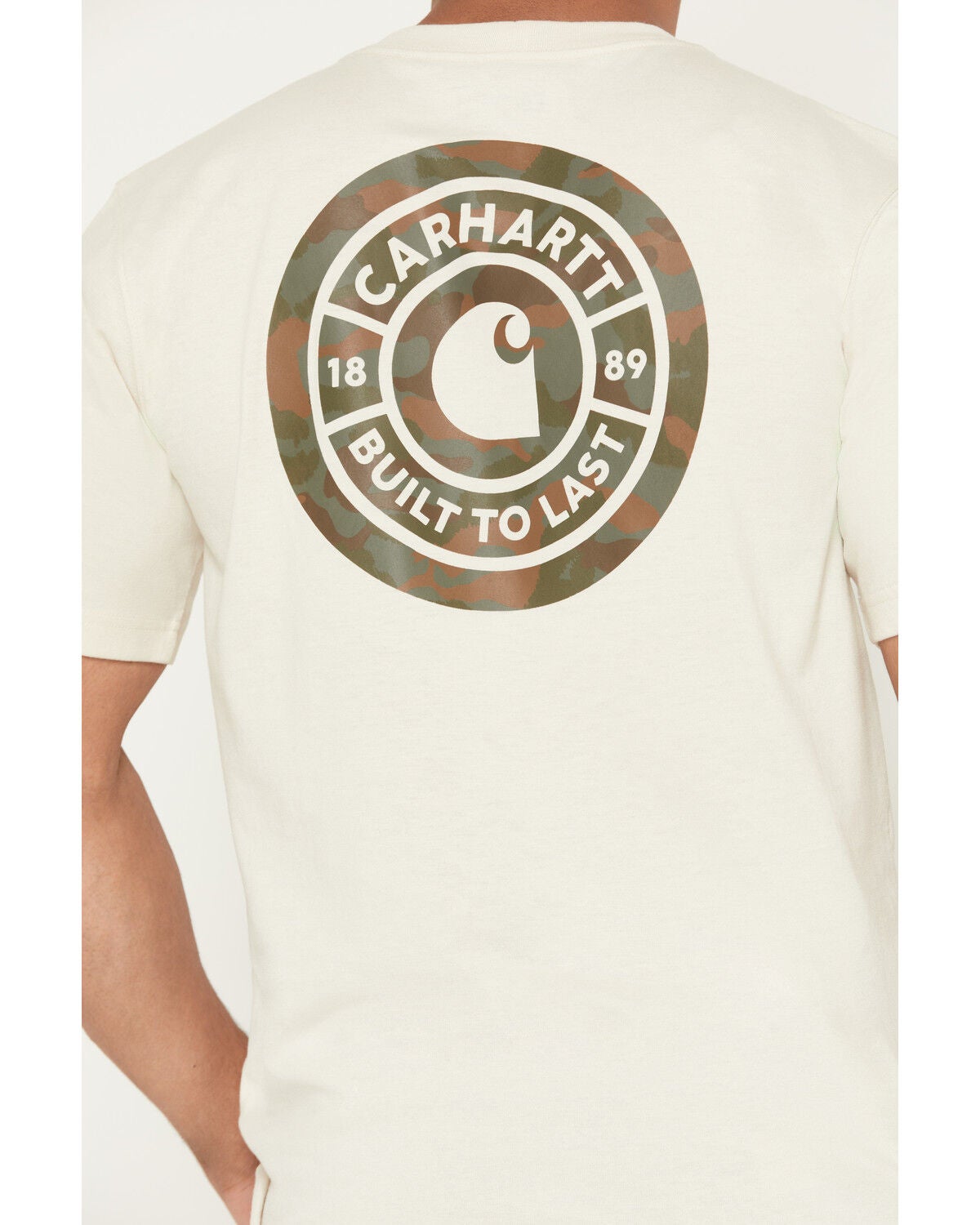 Image #4 - Carhartt Men's Camo Print Logo Relaxed Fit Short Sleeve Pocket T-Shirt, Oatmeal, hi-res