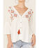 En Creme Women's Long Sleeve Embroidered Peasant Top, Ivory, hi-res