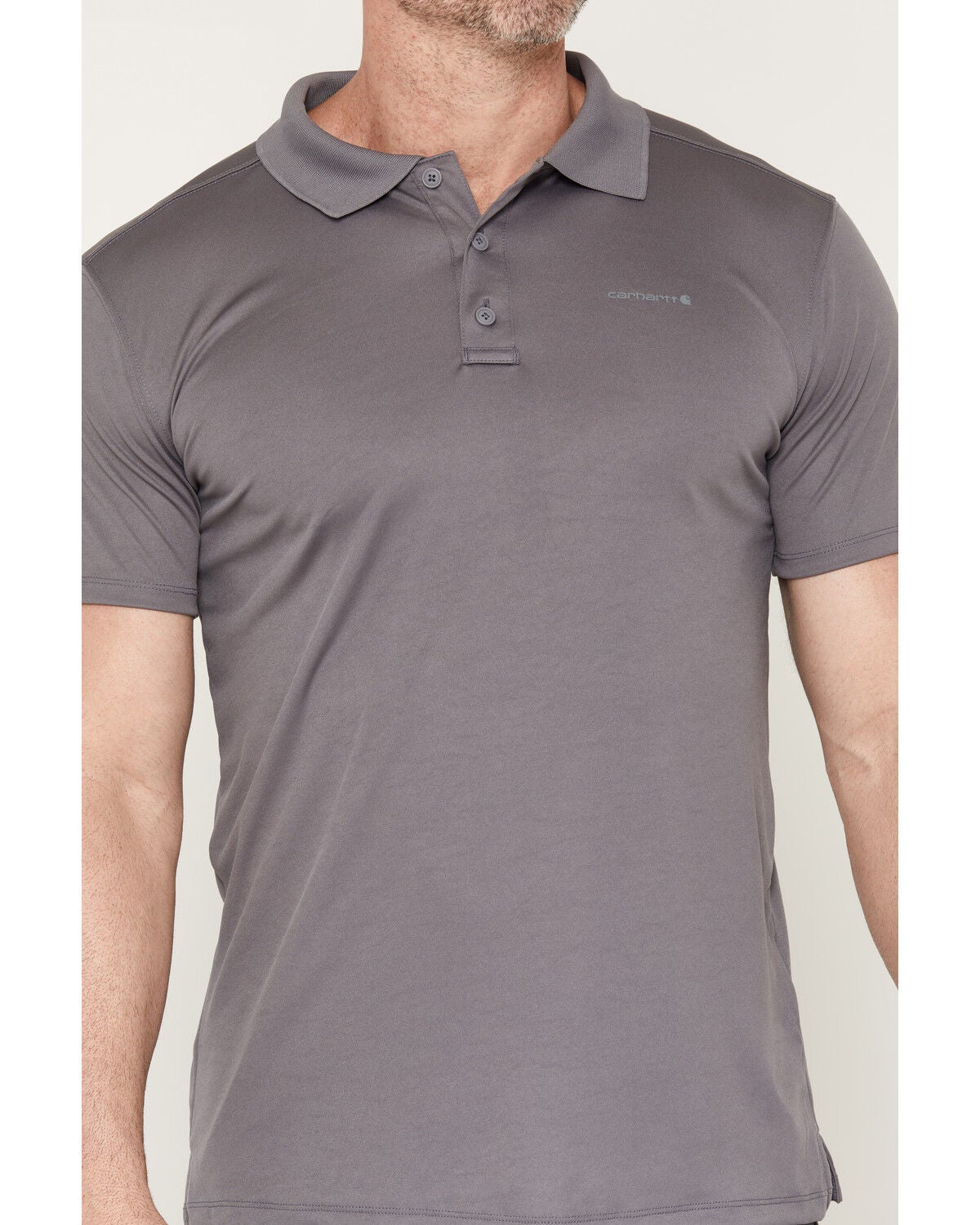 Image #3 - Carhartt Men's Force Sun Defender&trade; Relaxed Logo Short Sleeve Polo Shirt, Steel, hi-res
