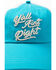 Image #2 - Idyllwind Women's Y'all Ain't Right Embroidered Mesh Back Ball Cap, Turquoise, hi-res