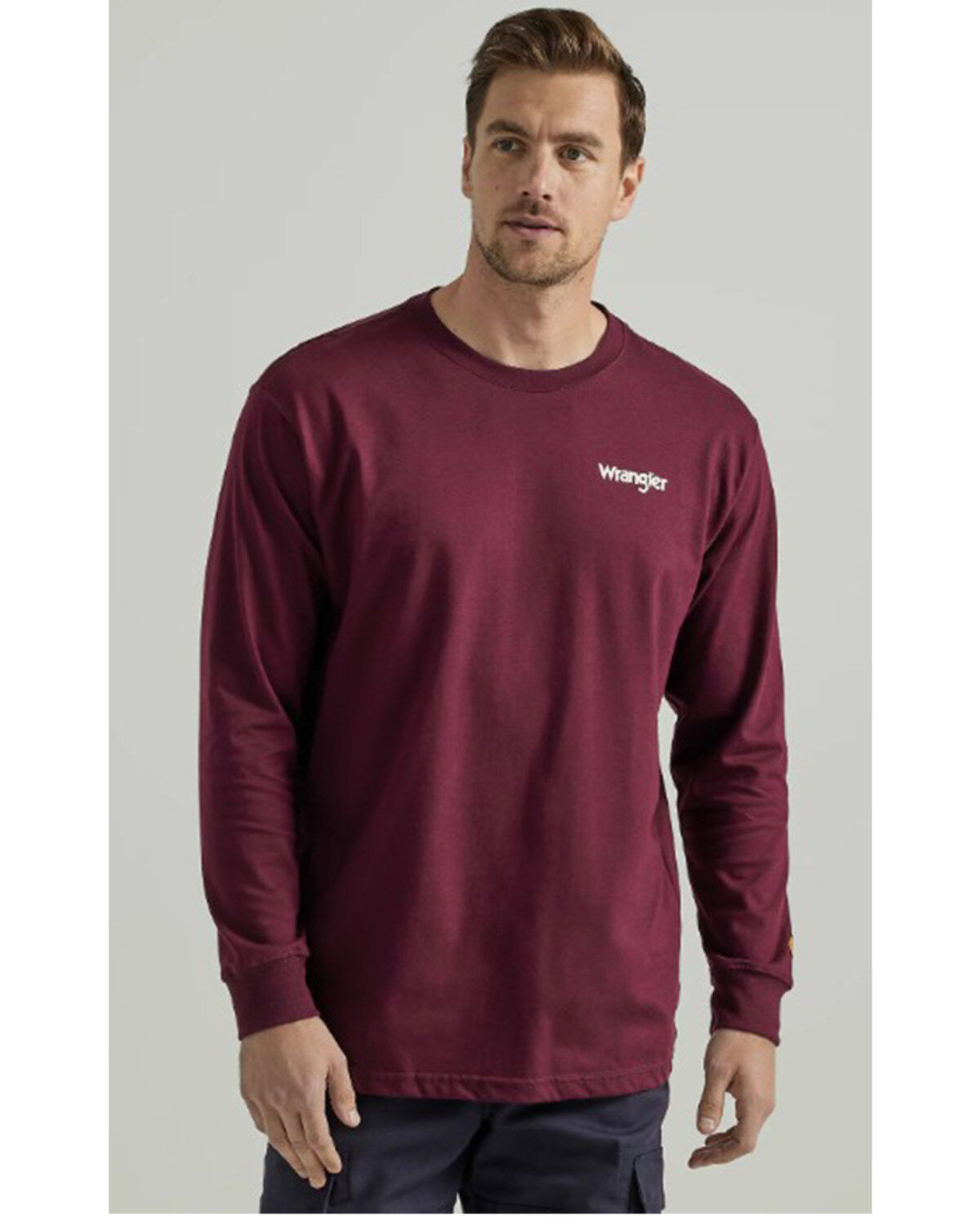 Image #2 - Wrangler Men's FR Eagle Long Sleeve Graphic T-Shirt, Wine, hi-res