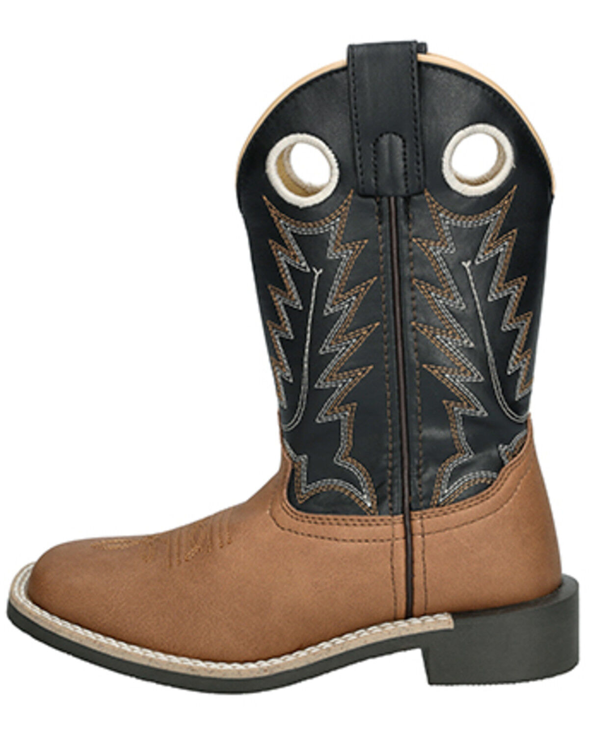 Image #3 - Smoky Mountain Little Boys' El Paso Western Boots - Broad Square Toe, Black/brown, hi-res