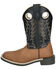 Image #3 - Smoky Mountain Little Boys' El Paso Western Boots - Broad Square Toe, Black/brown, hi-res