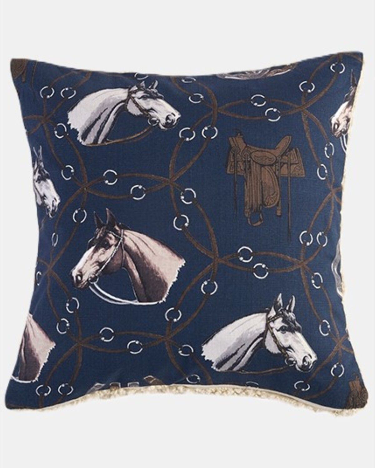 HiEnd Accents Saratoga Teddy Backed Pillow, Navy, hi-res