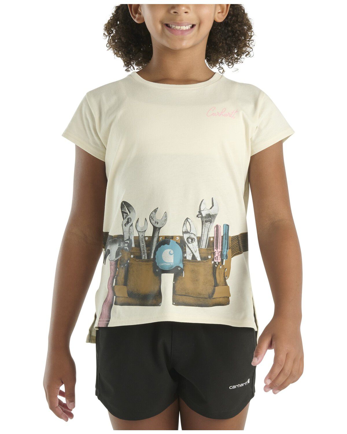 Carhartt Toddler Girls' Toolbelt Short Sleeve Graphic T-Shirt, Cream, hi-res