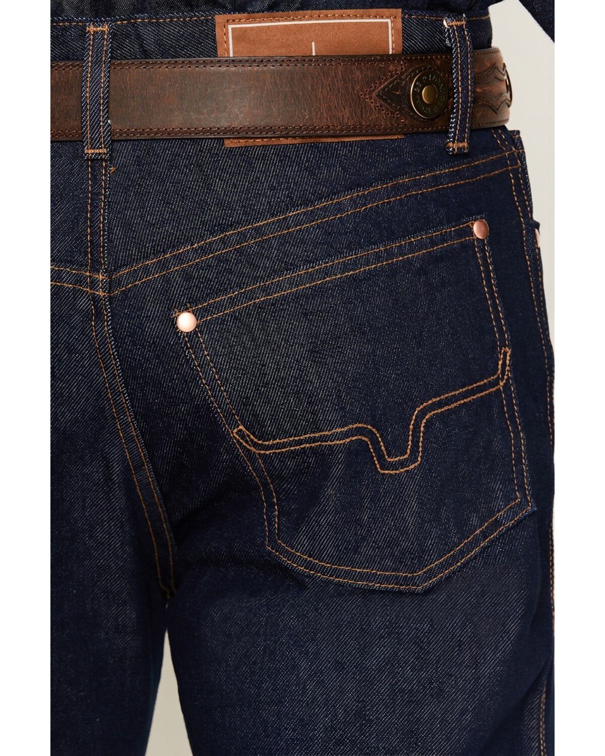 Image #4 - Zach Top X Kimes Ranch Men's Dark Wash Mid Rise Bootcut Rigid Denim Jeans, Dark Medium Wash, hi-res