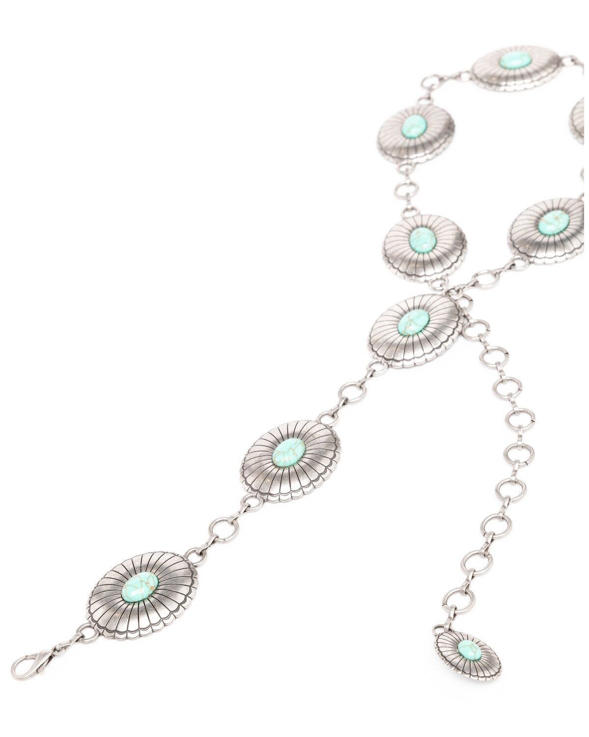Image #2 - Shyanne Women's Turquoise Concho Link Belt, Silver, hi-res